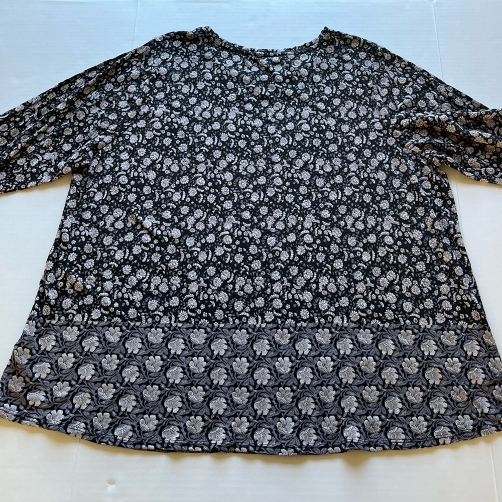 Lucky Brand Women's Black Mixed Floral Print Long Sleeve Boho Tunic Top 3X - Picture 5 of 11